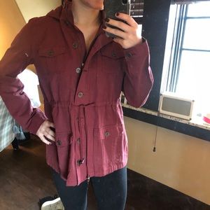 NWT Burgundy utility jacket with waist synch
